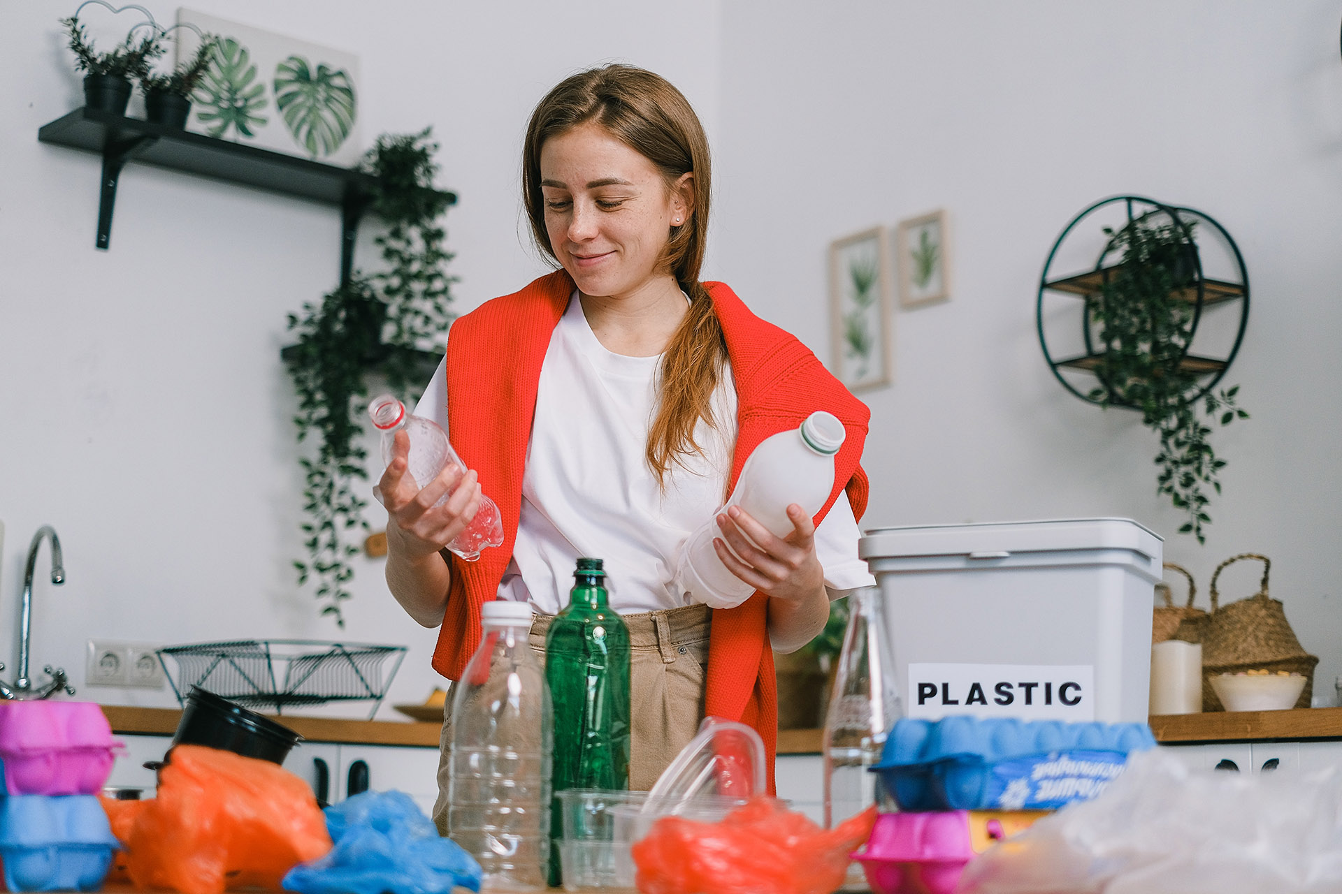 woman recycling