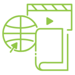 Green Media icon: websites, videos and books
